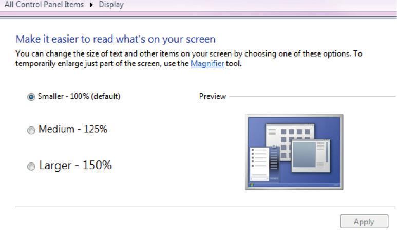 GETTING STARTED Display settings Please be aware that to allow for the Print Driver to function efficiently, there is a necessity to maintain the following settings on your computer.