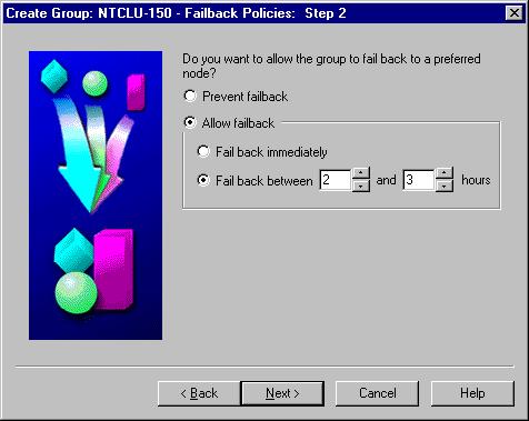 Select Allow failback. Then select Fail back between and enter 2 and then 3.