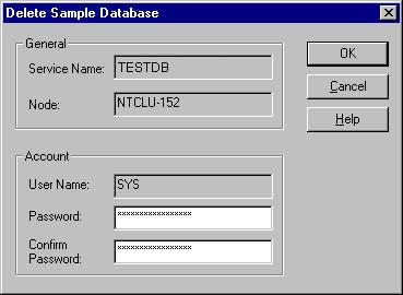 delete the sample database. If this window opens, enter and confirm the password for the SYS account. 12.