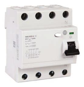 1492-RCD Residual Current Devices Dual terminals provide wiring/bus bar flexibility and clamp from both sides to improve connection reliability Suitable for DIN Rail mounting Approval marks are
