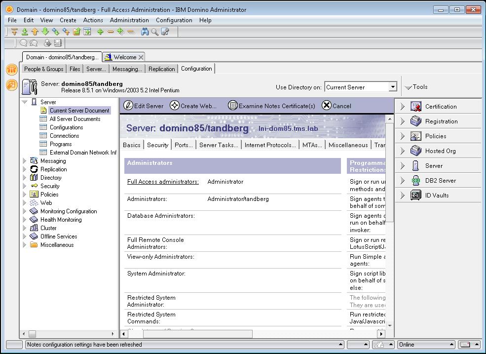 Installing and upgrading Figure 5: Adding user ID to the Full Access Administrators field 5.