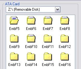 Chapter 13 Outputting to Machine 114 6 Select a destination folder on the ATA PC card. design. See also Supported machine models and memory cards.