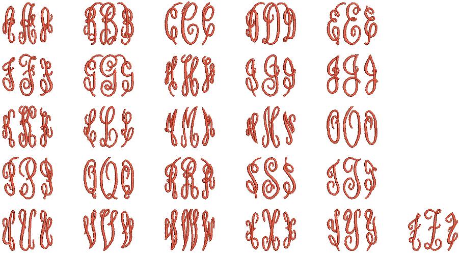Appendix C Packaged Fonts 149 Fancy Monogram Fancy Monogram is a special monogramming alphabet using three sets of the upper-case alpha characters.