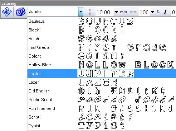 Select font To edit lettering Select a lettering object, and click the Lettering icon. An I-beam appears after the last letter of the object.