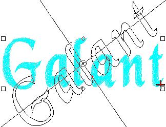 A shadow outline shows the rotated lettering object as you drag.