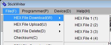 4.3.1 HEX File Download StickWriter can download up to 4 HEX files on the