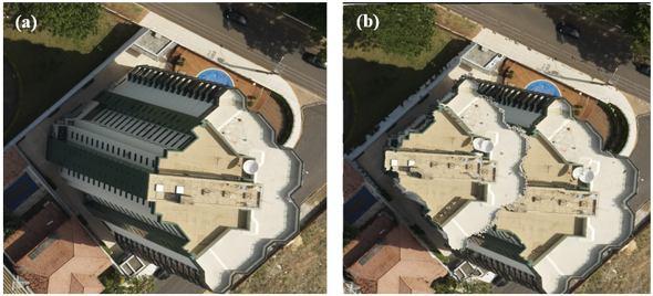 attitude and relief displacement during the image acquisition. These distortions become more severe when using UAV systems.