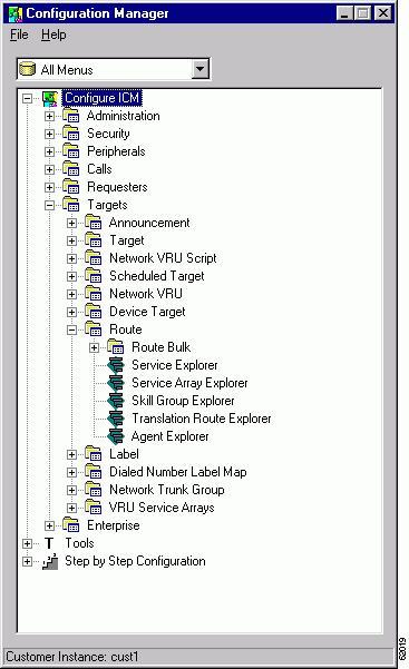 Chapter 8: Configuring Routes and Routing Targets Route Configuration Figure 41: Configuration Manager Route Tools How to Define or Modify a Route Use the Configuration Manager's Route Bulk tool to