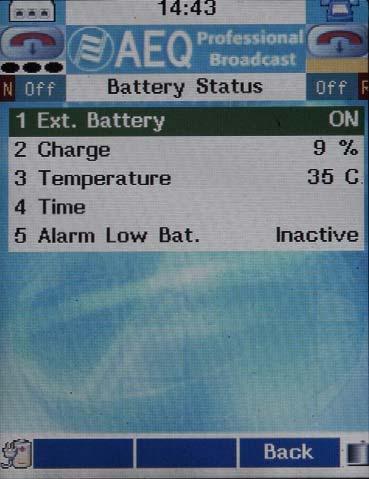 Detail of battery status Ext.