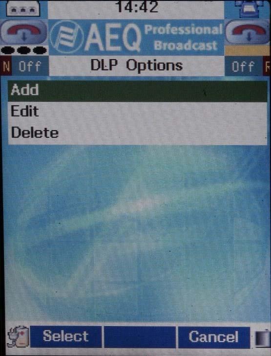 Graphic representation of a DLP profile In Menu >> Applications >> DLP Design, the user can display the list of available profiles and make use of the option associated with the center navigator
