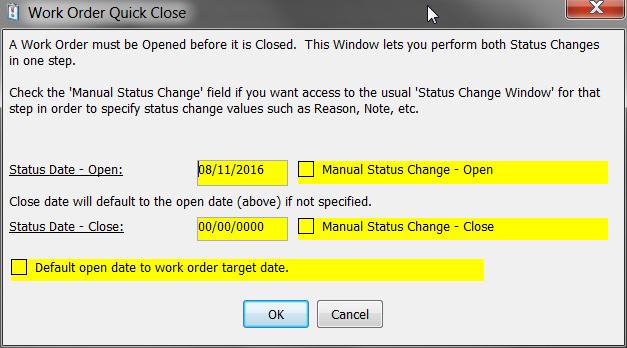 Right-click on the next due date field in the Maintenance Schedule window and select pop-up action Open Work Order. Note that this action opens the work order in a work order window.