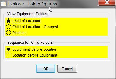 3. Change the View Equipment Folders setting from Disabled to Child of Location, and then click OK.