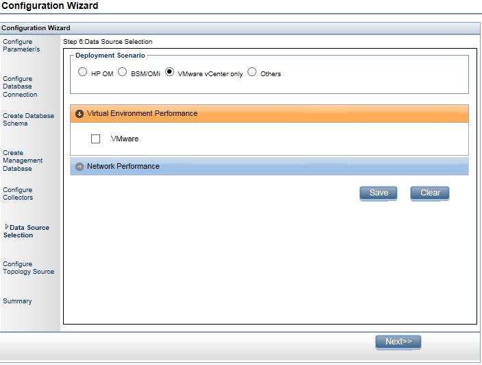 Chapter 4: Primary Configuration 1. In the Deployment Scenario, click VMware vcenter only. 2. In the Virtual Environment Performance, select VMware. 3. (Optional).