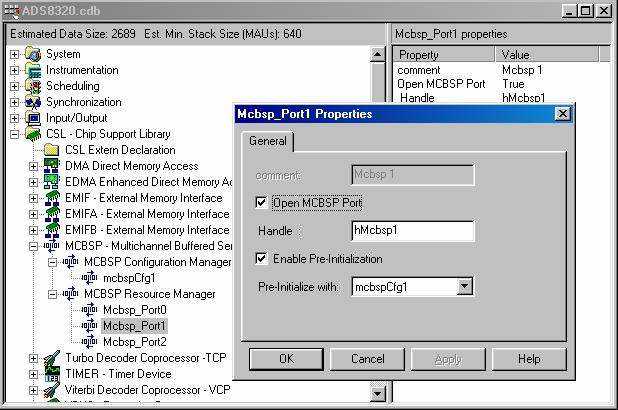 7. After the McBSP configuration object is set, the object then must be mapped into the McBSP_Port1.