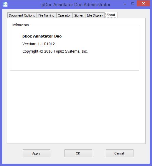 3.6 About The About tab in the pdoc Annotator Duo Administrator displays the version details of the