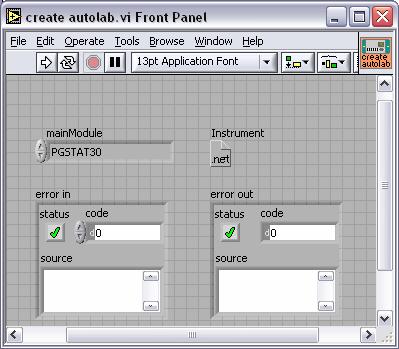 This application creates an Autolab Instruments instance that is necessary for communicating with Autolab System [1].