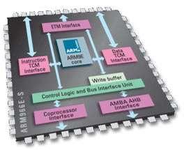 ARM966E-S Solution for hard real-time applications: ARM9E core (v5te ISA).
