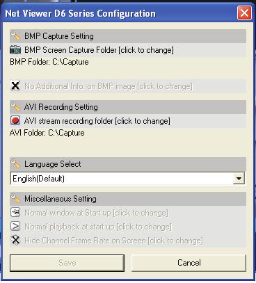 ONLINE SOFTWARE Settings When you click the settings icon, many options for you to make changes to the program appear in a separate menu, each option and their function is as follows: BMP Capture
