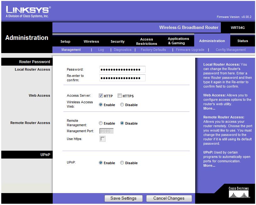 Gateway -We are using a Linksys router with an IP address of 19