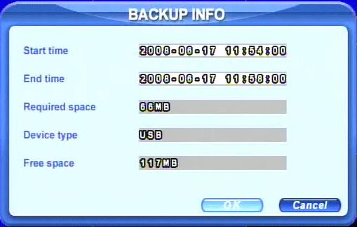 1 Control Bar. At DVR location: STEP1 Enter Backup mode, see Fig 3.18 Backup Setup Fig 3.18 Backup Setup STEP2 Choose the channel, and set the start and end time. Click Date button to change the date.