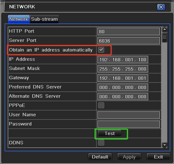 Fig 7-3 DHCP Static IP: You will need to setup the network settings on the DVR to match the settings of the router that you attach the DVR to.