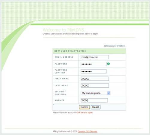 Fig 7-8 Registration a. The next screen will ask you to create a domain name.