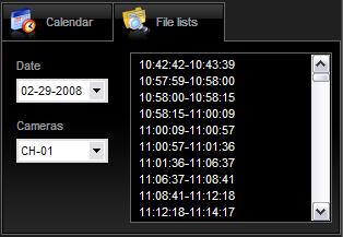 (Fig. 6-3) File List You can also search for video recordings using the File List. (Fig. 6-4) Simply select the date from the Date drop down box and the channel name from the Cameras drop down box.