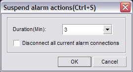 The Suspend Alarm Actions button will bring up the Suspend Alarm Actions dialog box. (Fig.