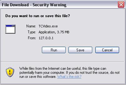 (Fig. 9-2) The TCNVC.exe ActiveX control will now be downloaded and installed. Wait for the TCNVCInstall dialog box to appear and select the Ok button. (Fig. 9-3) You must restart your browser now.