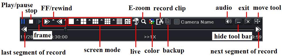 Playback Buttons Note: When the monitor resolution is set to VGA800*600, Part of the time search interface will be hidden. Click the Expand to button to expand the whole interface.