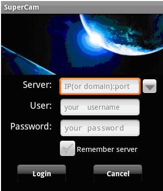 Login Enter into server s IP address (or domain name), user s ID and password.
