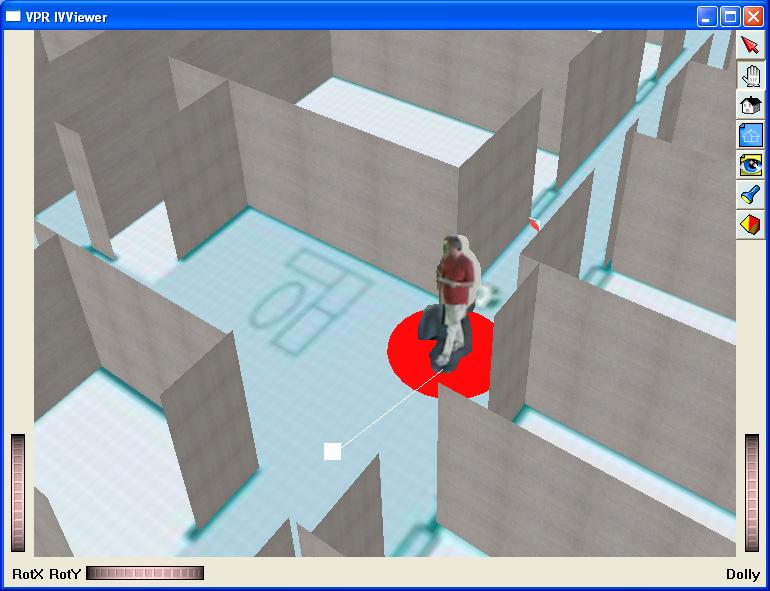 Figure 5. 3D viewer with foreground pixels. 3.8 3D Video Player The DOTS user interface suite includes a 3D viewer that displays segmented foreground regions of tracked people in a simple 3D model of the surveillance area.