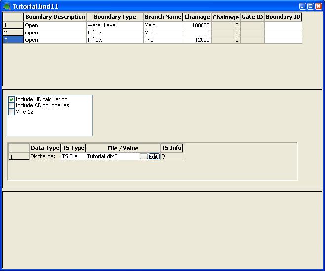 upstream of both Main and Trib must be inserted and the correct file and item has to be