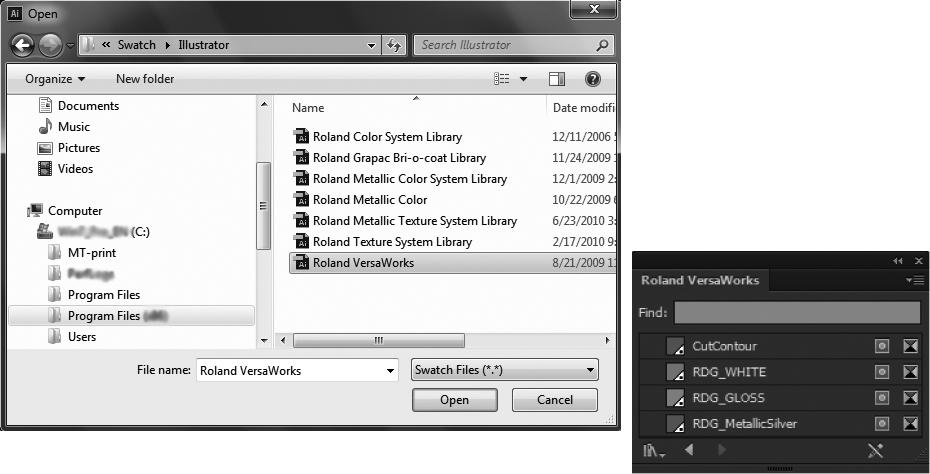 2-3 Preparing Printing Data From [Local Disk (C:)], select "Roland VersaWorks.ai." If you are using VersaWorks Dual, replace "Roland VersaWorks" with "Roland VersaWorks Dual.
