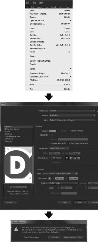 2-3 Preparing Printing Data 3. Create the PS (PostScript) file. Select [Print] from the [File] menu.