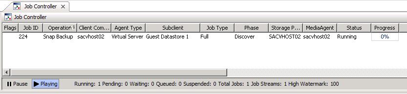 Monitor the backup process in the Job Controller window Figure 37: Job