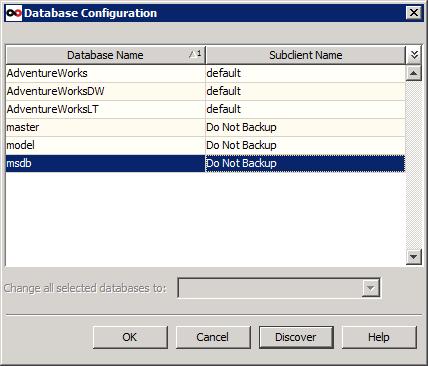 Click Discover, Simpana will list all the databases on the SQL Server Figure 54: Database discovery Assign databases to