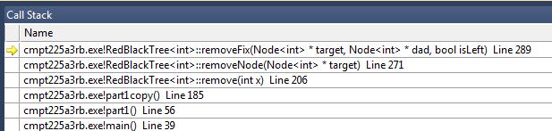 The call stack from the Visual Studio Debug window Bottom of the stack: least