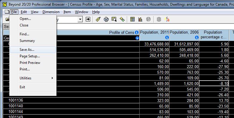 Begin by navigating to the Item menu and clicking on Select All, shown in Figure 11. This will highlight the entire table for export.