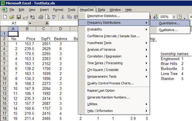 1. Basic Procedures When you click on MegaStat the main Excel menu appears (Figure 1). Most of the menu options display sub-menus.