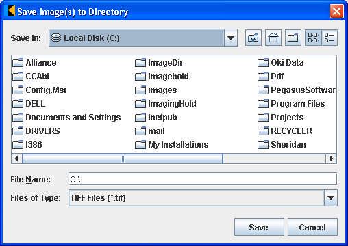 Save Image(s) to Directory screen: Save Image(s) to Directory screen To be prompted for the location and name of each document file, choose Save Individually from the drop-down list.