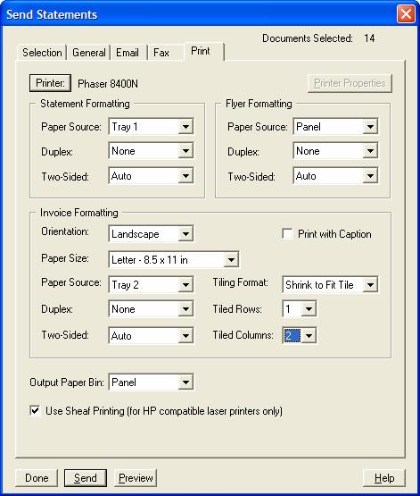 27. To set up the print parameters, click on the Print tab. 28. Confirm that the correct printer is selected. If you need to change to a different printer, click on Printer button. 29.