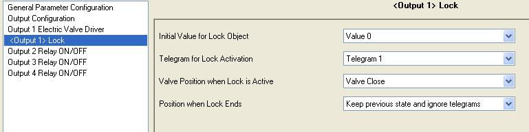 6.3. Lock Function When lock function is enabled it allows, as a result of receiving a telegram on the <Output x> Lock Function; to switch the relay in a defined state and force it to maintain this