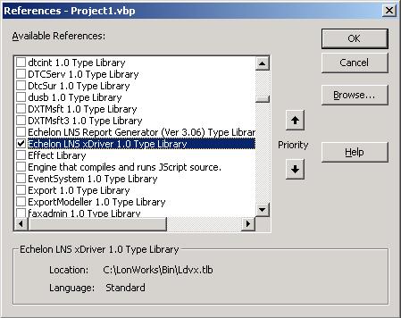 Figure 3.15 Import Reference 5. Select Echelon OpenLDV xdriver 3.20 Type Library and click OK. 6.