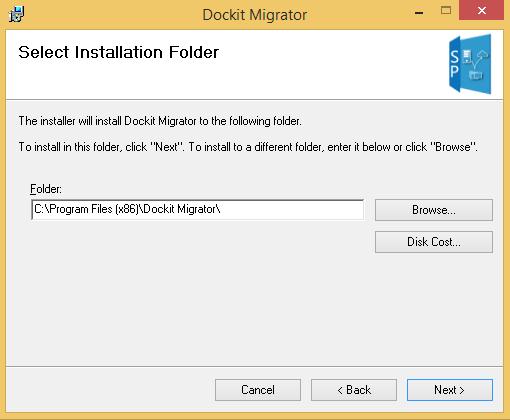 Click Next to proceed. Then Installation Folder will appear as shown below.