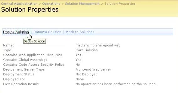 4. Click on the mediarichforsharepoint.wsp link. 5.