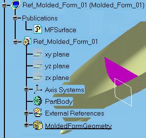 Molded Form Definition dialog box expands and orientation is visualized in the geometry area. 11.