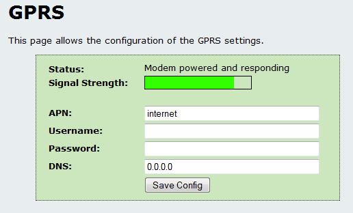 2.7 GPRS The GPRS status and signal strength can be seen on the webpage. The modem will power up every time a log has to be send, and then power down afterwards.
