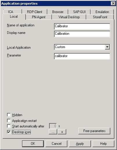 The figure shows the application definition for the calibration tool Calibrator.