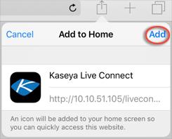 After navigating to Live Connect via Safari on an ios device, click this icon on the
